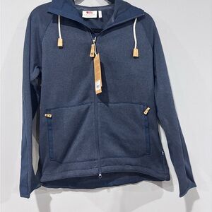 Fjallraven Navy Blue Full-Zip Hoodie Sweatshirt